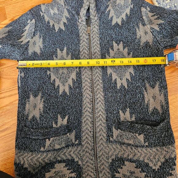 Lucky Brand Mens Blue Western Aztec Zip Up Sweater Size Small - Picture 4 of 5